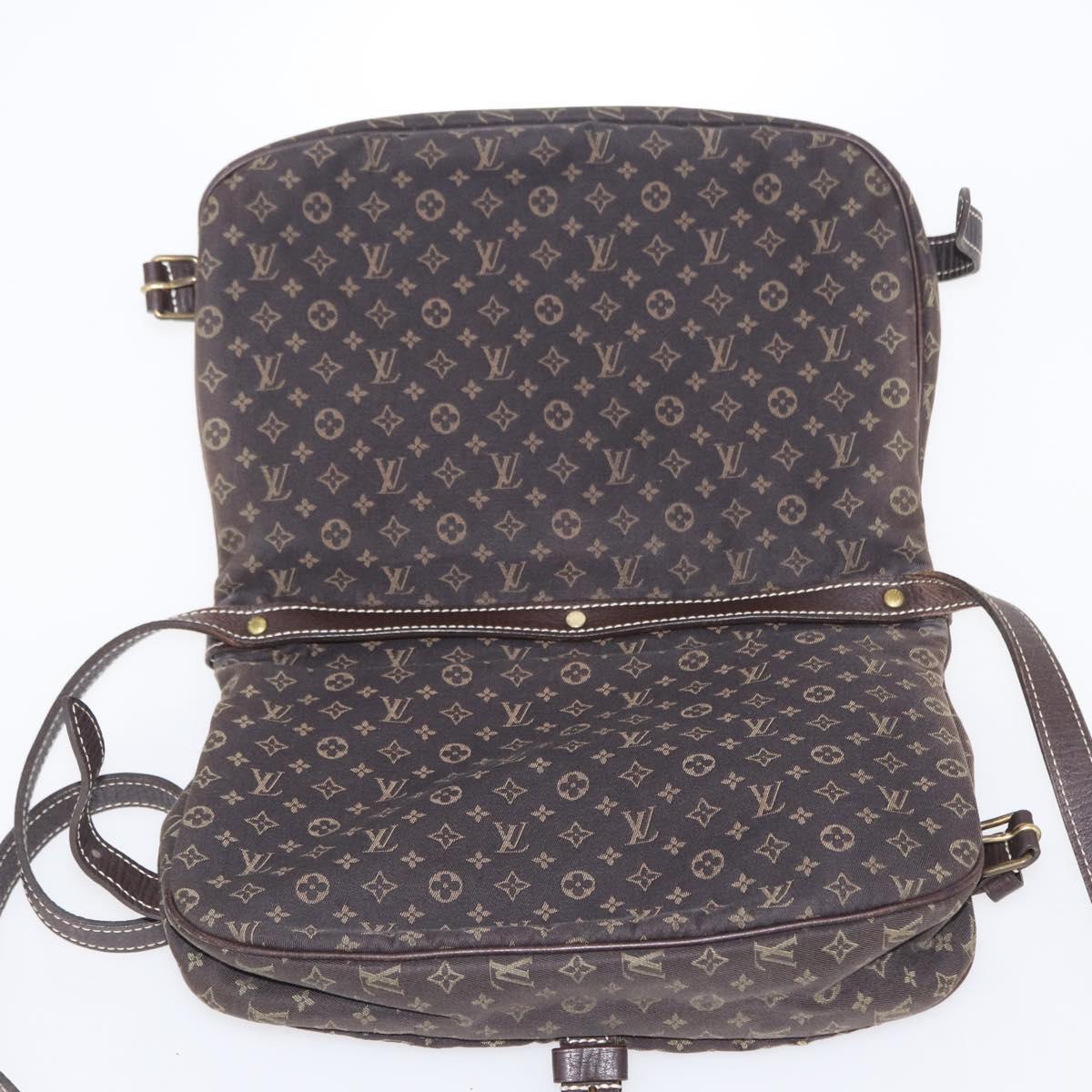 LOUIS VUITTON Monogram Mini Lin Saumur PM Shoulder Bag Brown M95227 Auth BA8167