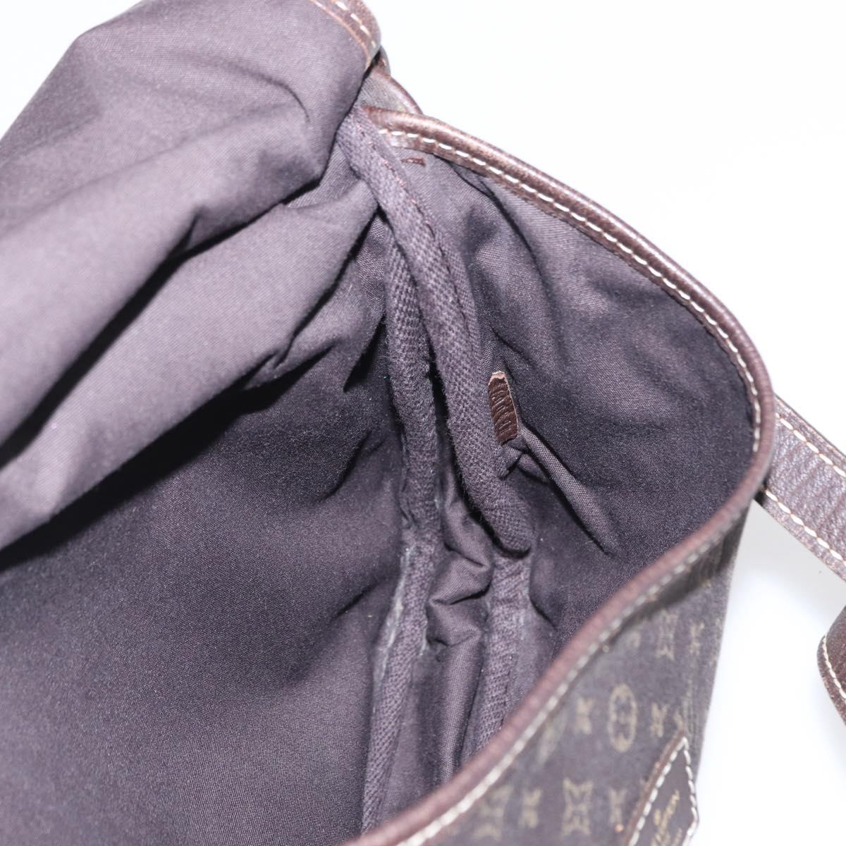 LOUIS VUITTON Monogram Mini Lin Saumur PM Shoulder Bag Brown M95227 Auth BA8167