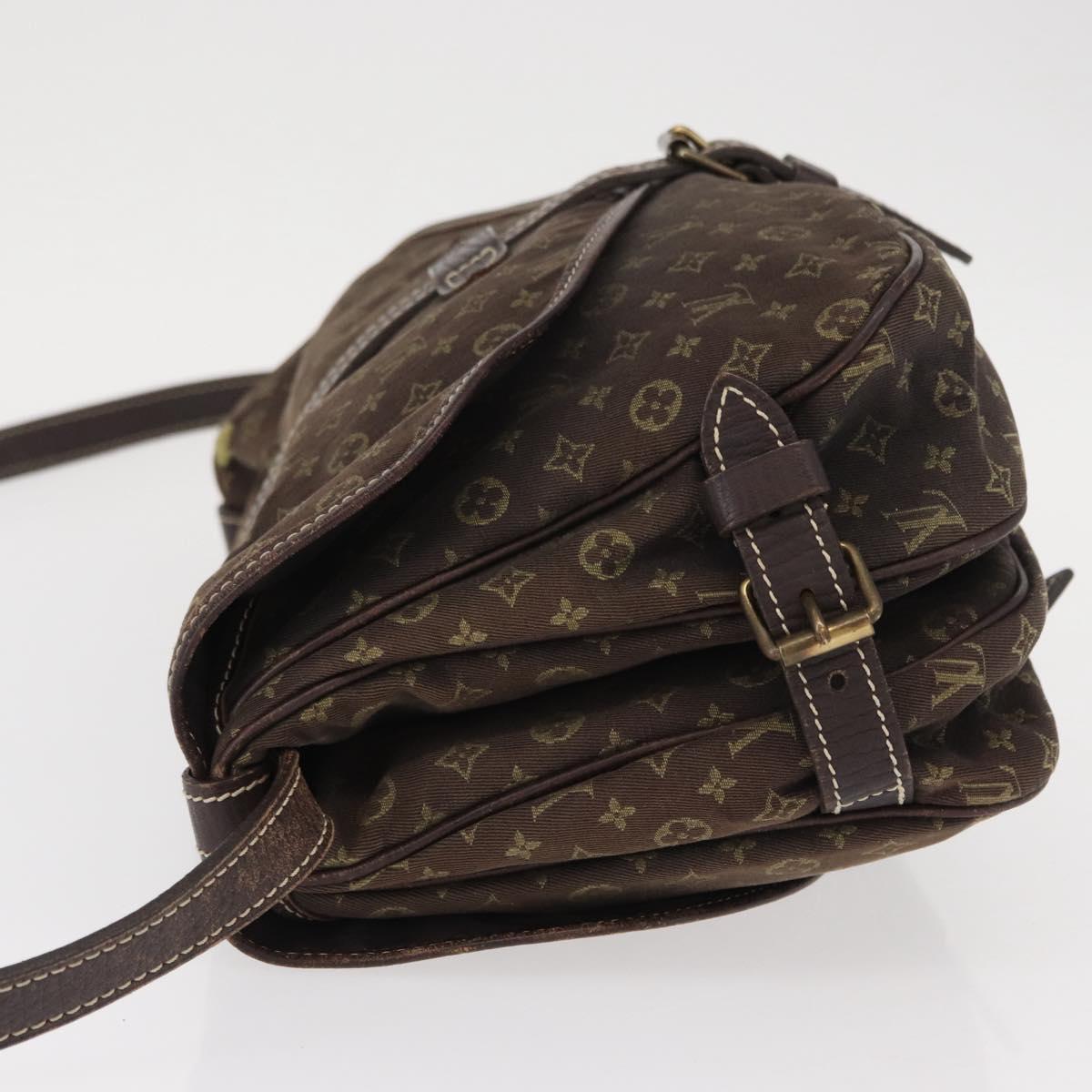 LOUIS VUITTON Monogram Mini Lin Saumur PM Shoulder Bag Brown M95227 Auth BA8167