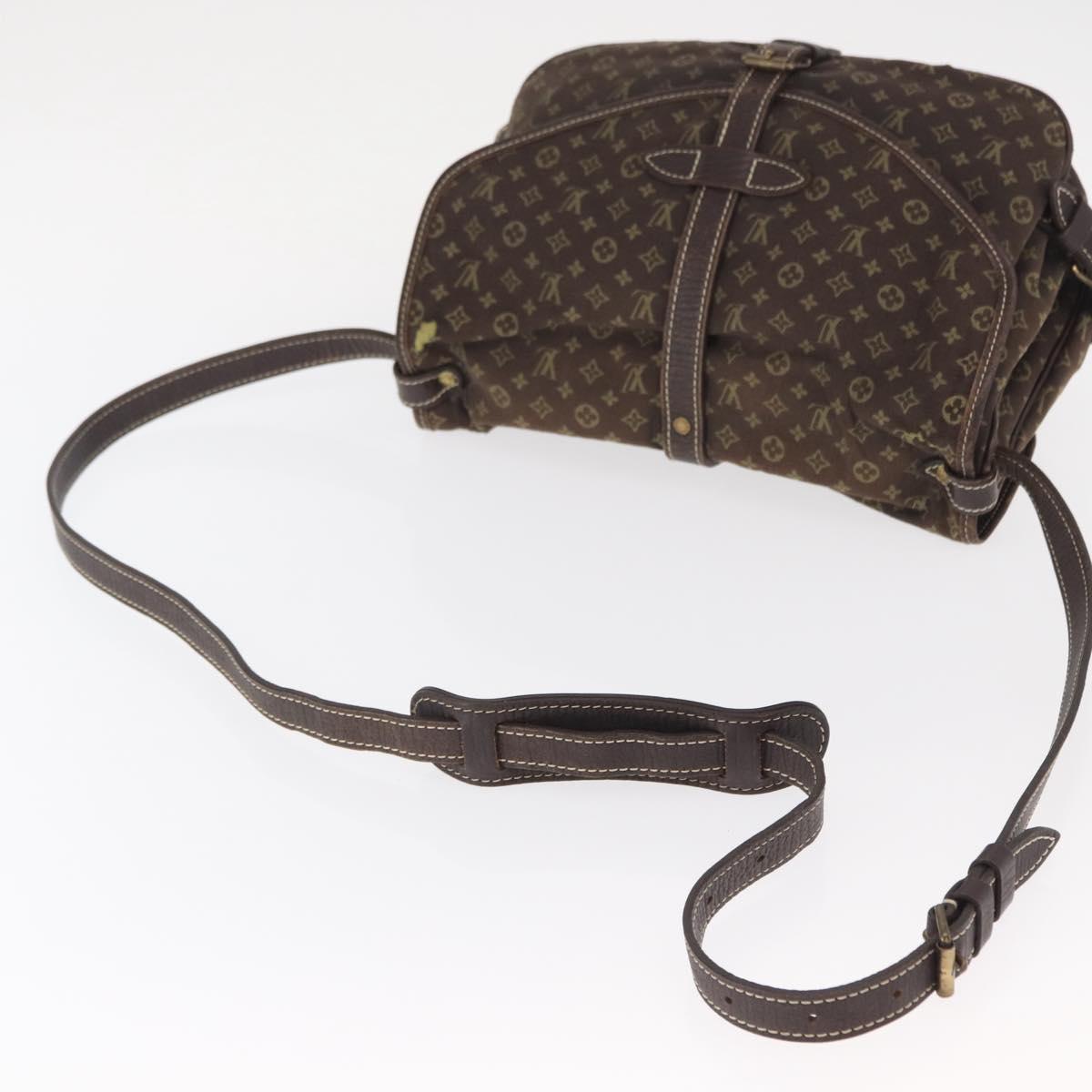 LOUIS VUITTON Monogram Mini Lin Saumur PM Shoulder Bag Brown M95227 Auth BA8167