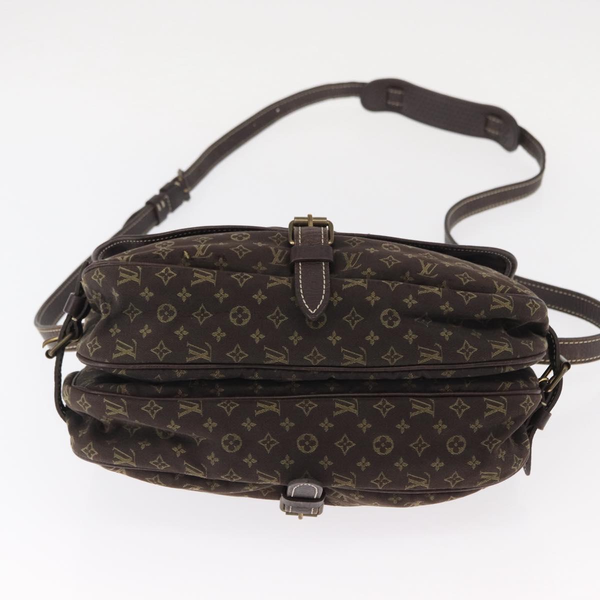 LOUIS VUITTON Monogram Mini Lin Saumur PM Shoulder Bag Brown M95227 Auth BA8167
