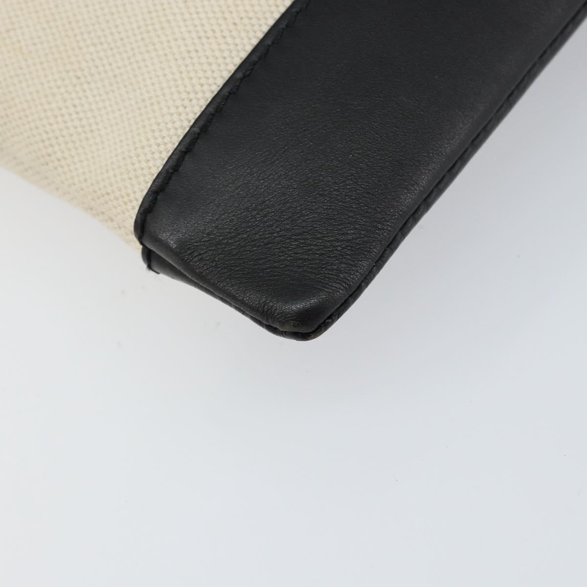 BALENCIAGA Clip M Bag Canvas Leather Beige Black Silver 373834 Auth BA8170