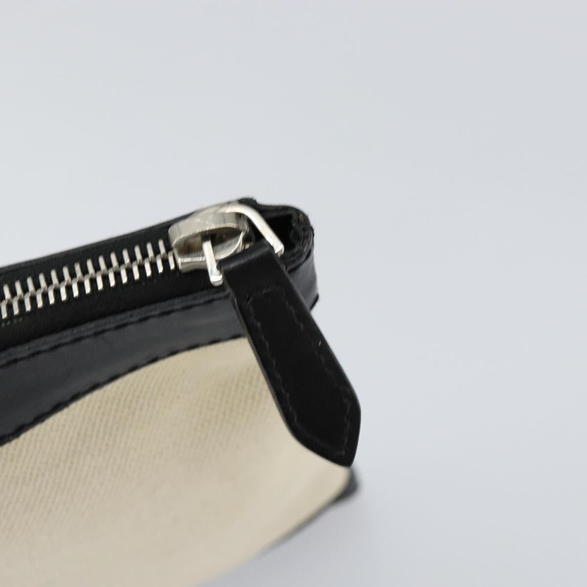 BALENCIAGA Clip M Bag Canvas Leather Beige Black Silver 373834 Auth BA8170