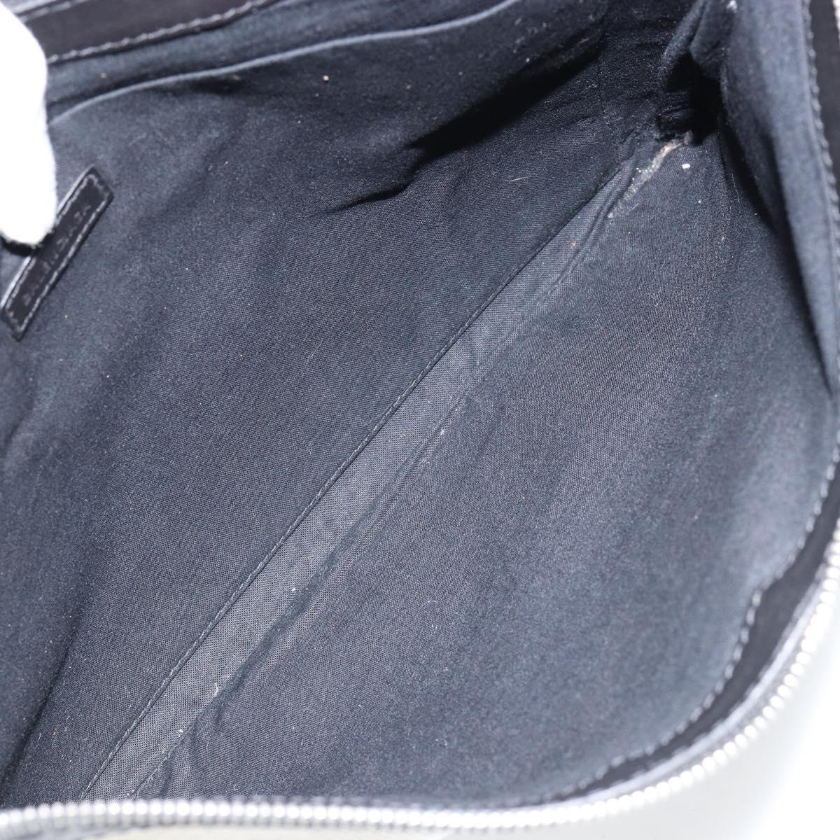 BALENCIAGA Clip M Bag Canvas Leather Beige Black Silver 373834 Auth BA8170