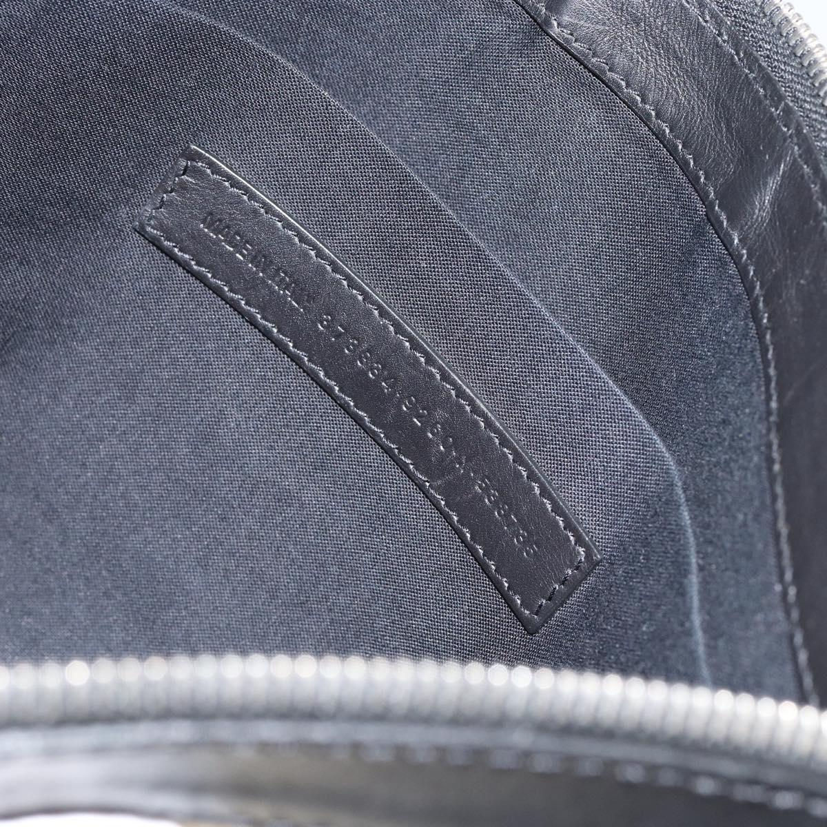 BALENCIAGA Clip M Bag Canvas Leather Beige Black Silver 373834 Auth BA8170