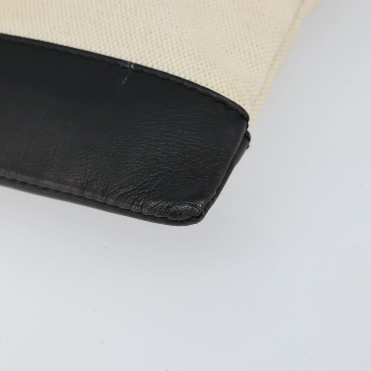 BALENCIAGA Clip M Bag Canvas Leather Beige Black Silver 373834 Auth BA8170