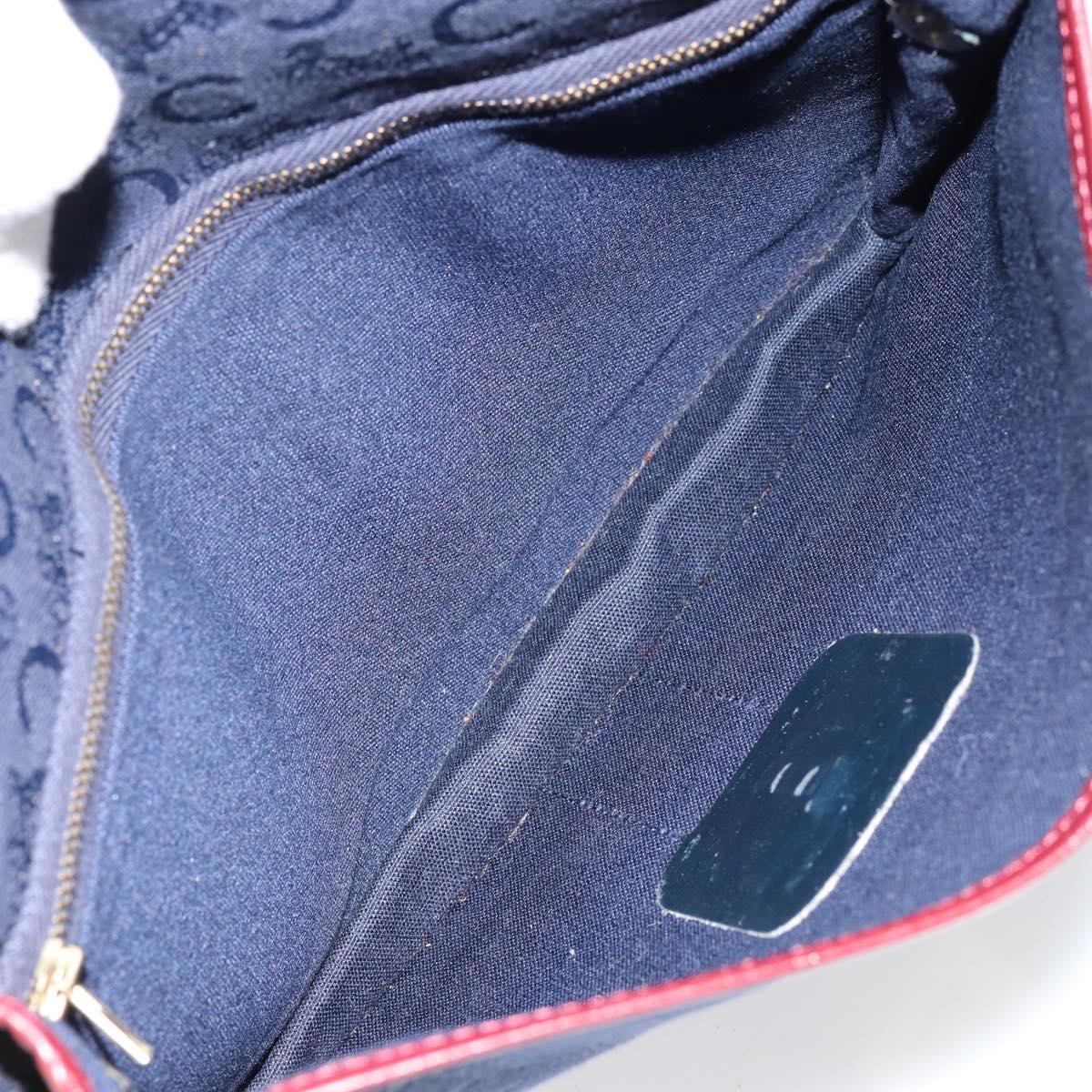 CELINE C Sulky Shoulder Bag Canvas Navy Gold Auth BA8171