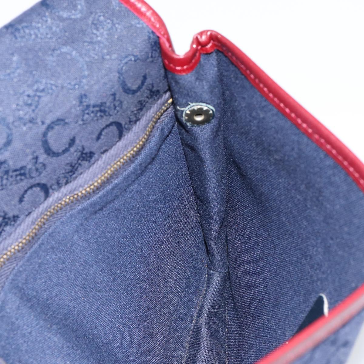 CELINE C Sulky Shoulder Bag Canvas Navy Gold Auth BA8171