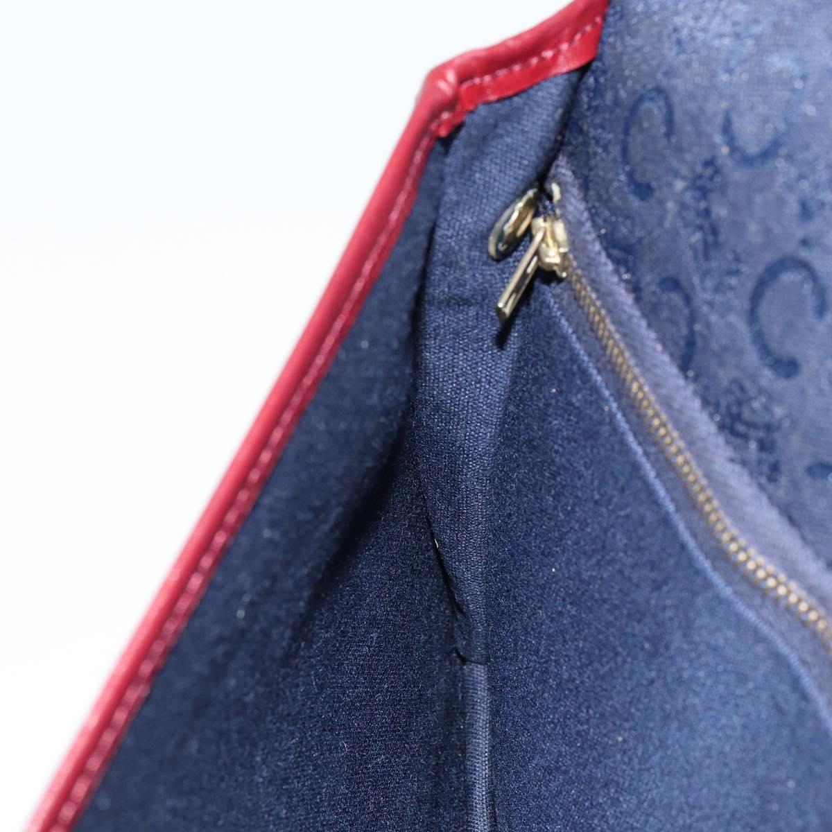 CELINE C Sulky Shoulder Bag Canvas Navy Gold Auth BA8171