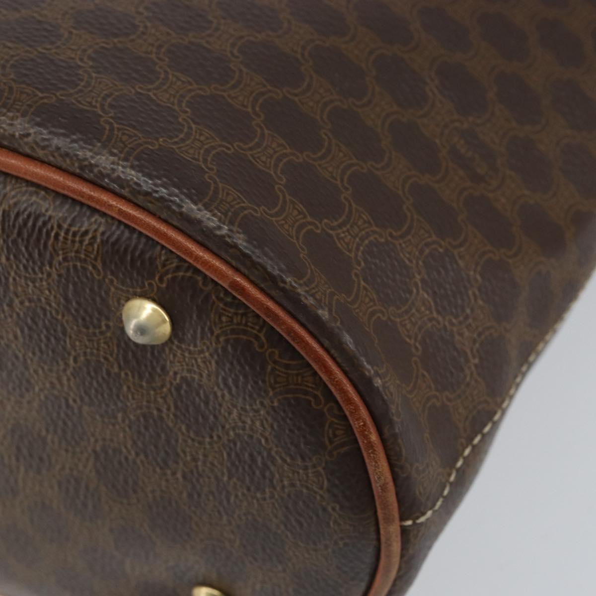 CELINE Macadam Canvas Tote Bag PVC Leather Brown Gold Auth BA8172