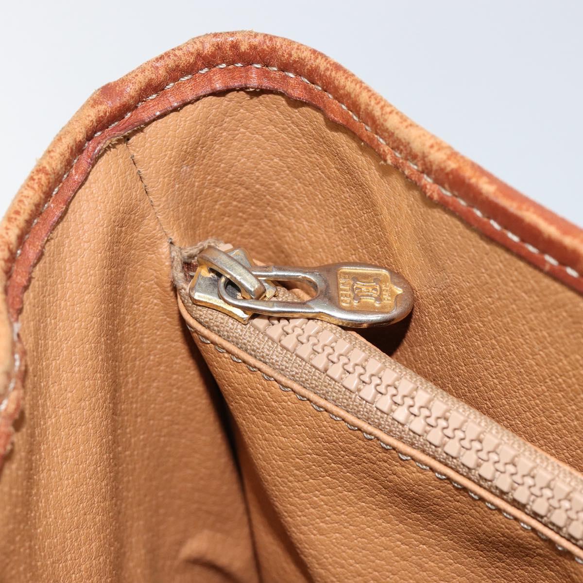 CELINE Macadam Canvas Tote Bag PVC Leather Brown Gold Auth BA8172