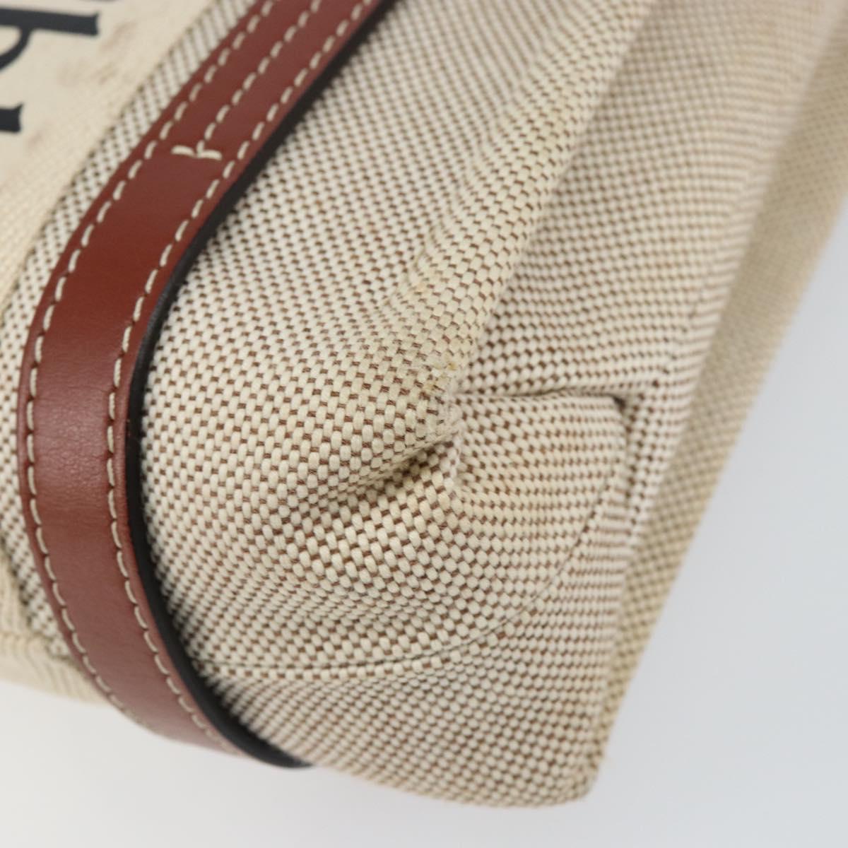 Chloe Woody Hand Bag Canvas Leather 2way Beige Gold Auth BA8173