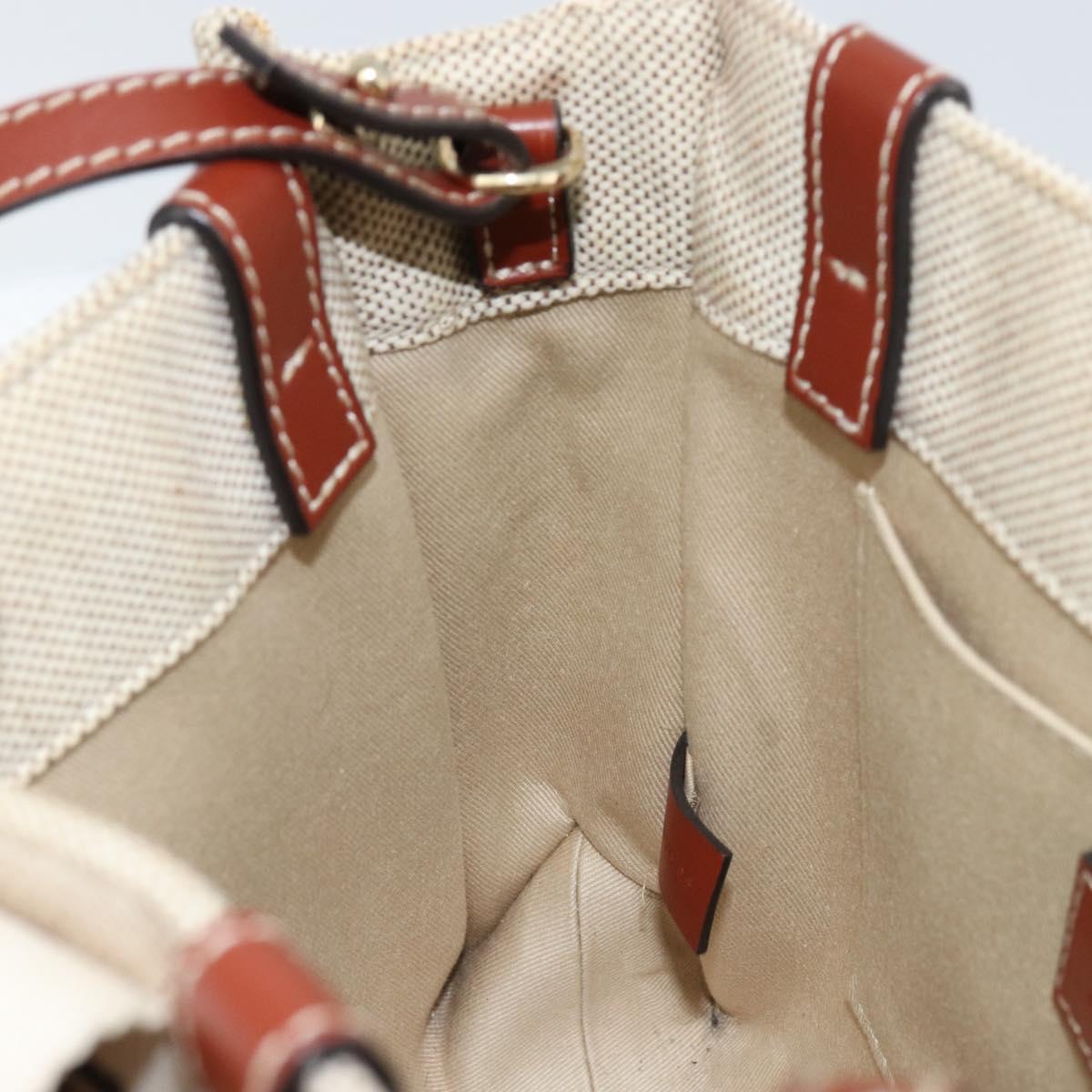 Chloe Woody Hand Bag Canvas Leather 2way Beige Gold Auth BA8173