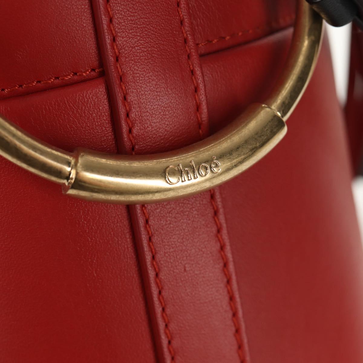 Chloe Mini Basket Roy Shoulder Bag Leather Red Gold Auth BA8174M