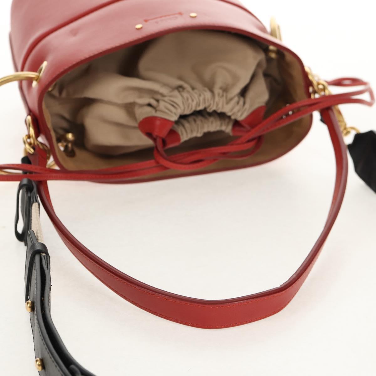 Chloe Mini Basket Roy Shoulder Bag Leather Red Gold Auth BA8174M