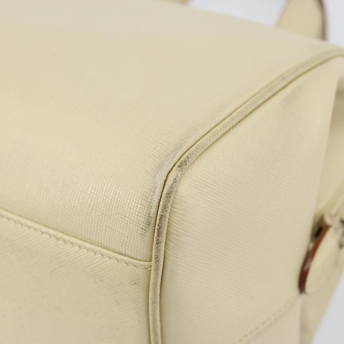 PRADA Hand Bag Leather Beige Auth BA8175