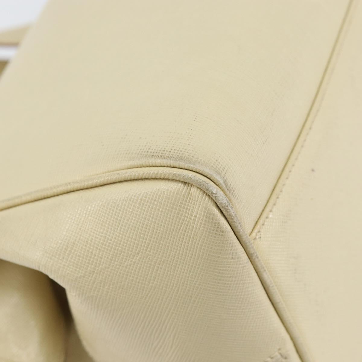 PRADA Hand Bag Leather Beige Auth BA8175