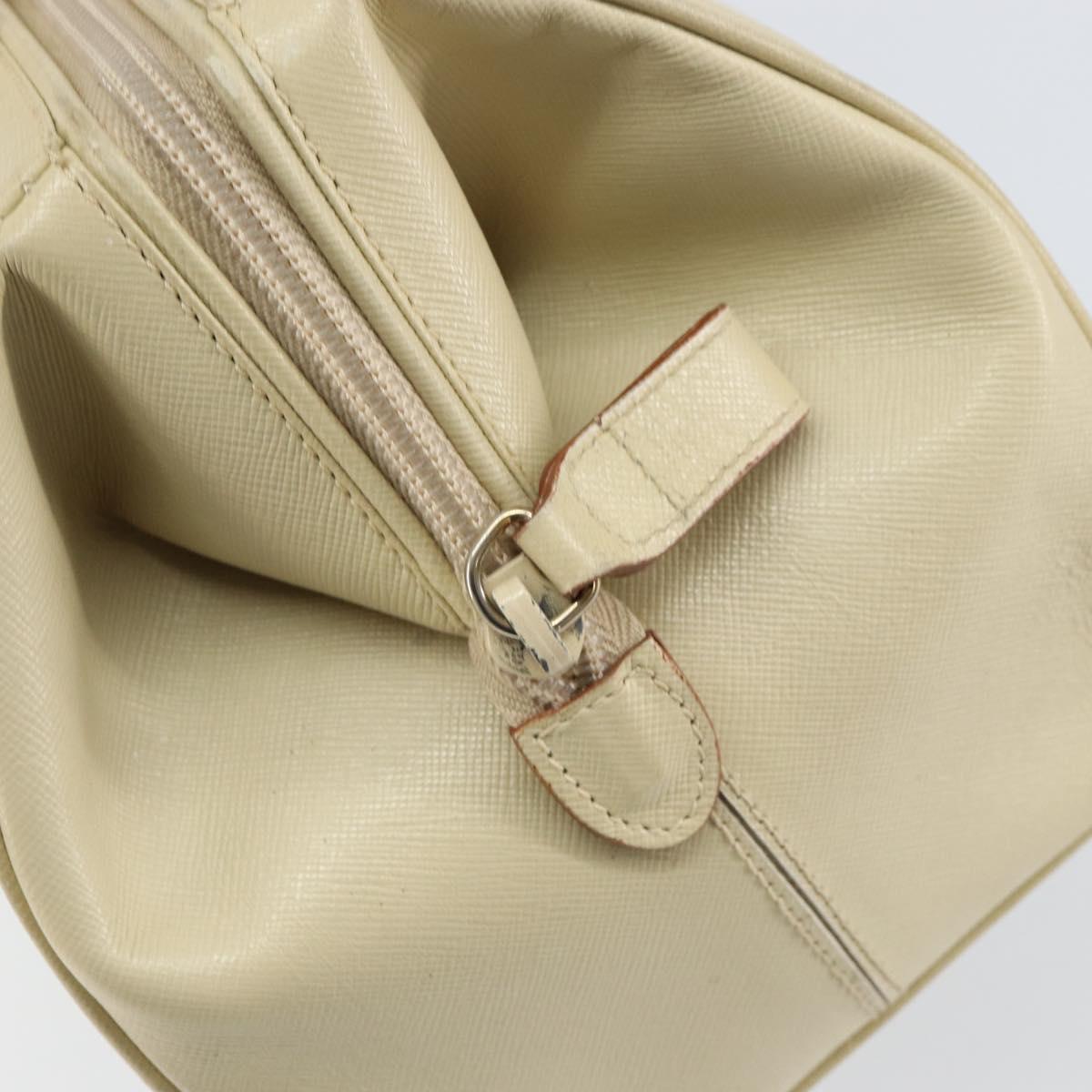 PRADA Hand Bag Leather Beige Auth BA8175
