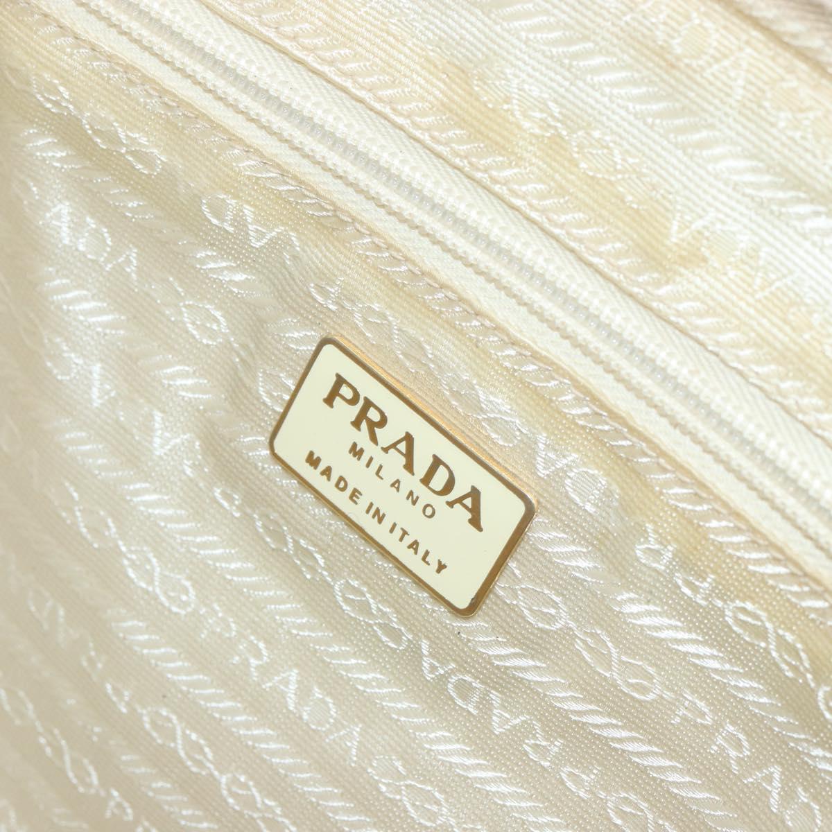 PRADA Hand Bag Leather Beige Auth BA8175