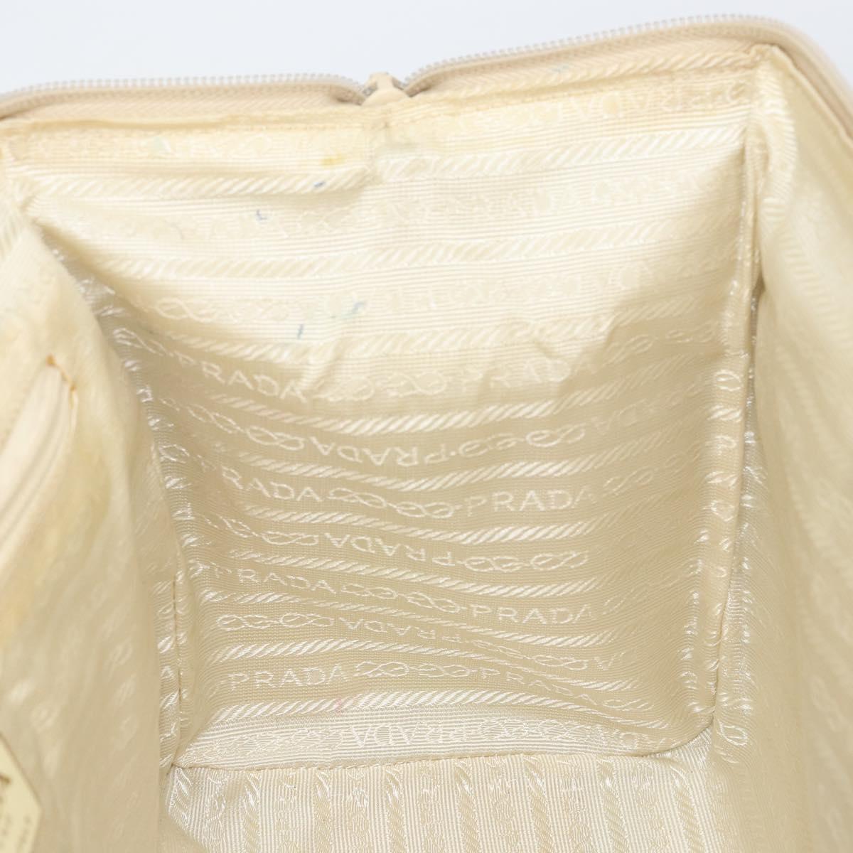PRADA Hand Bag Leather Beige Auth BA8175