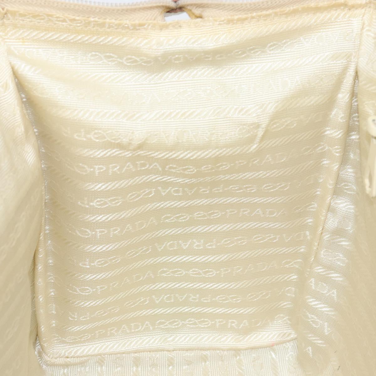 PRADA Hand Bag Leather Beige Auth BA8175