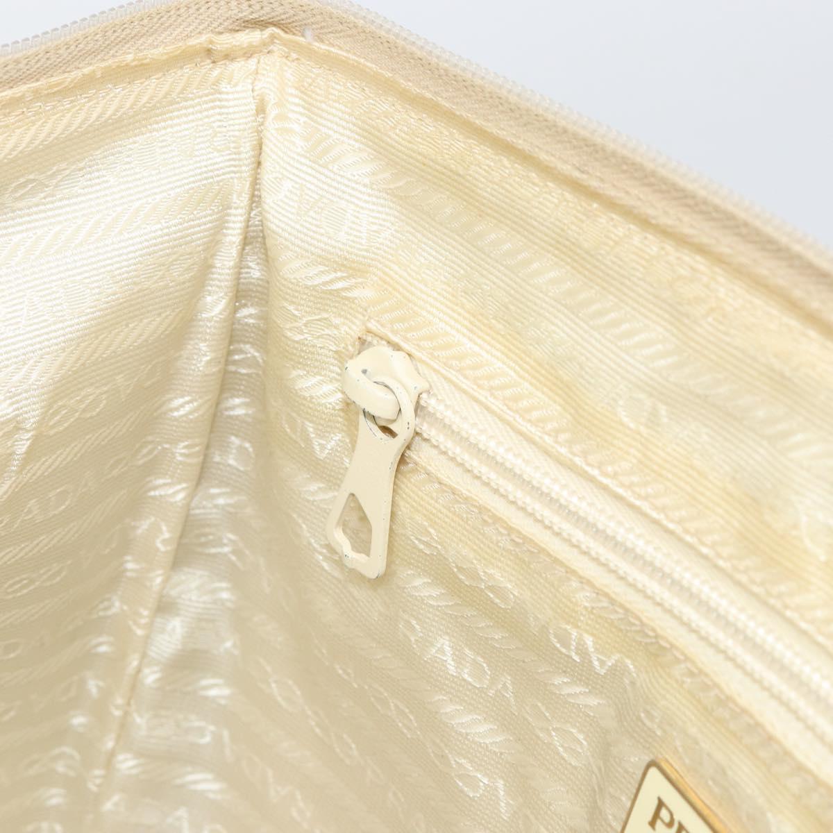 PRADA Hand Bag Leather Beige Auth BA8175