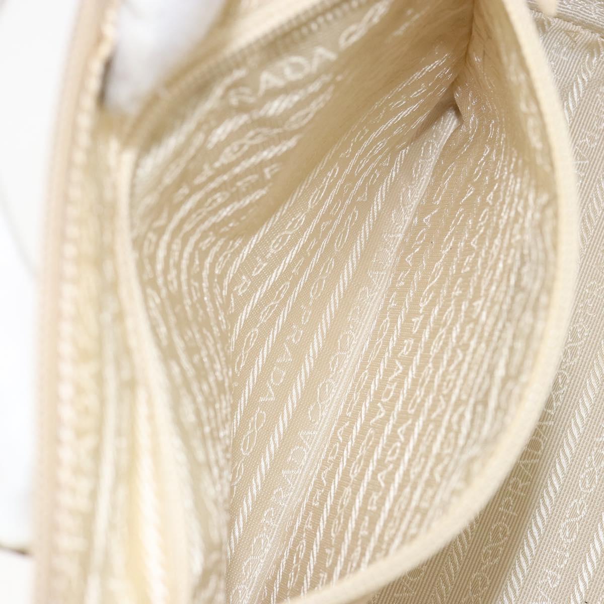 PRADA Hand Bag Leather Beige Auth BA8175