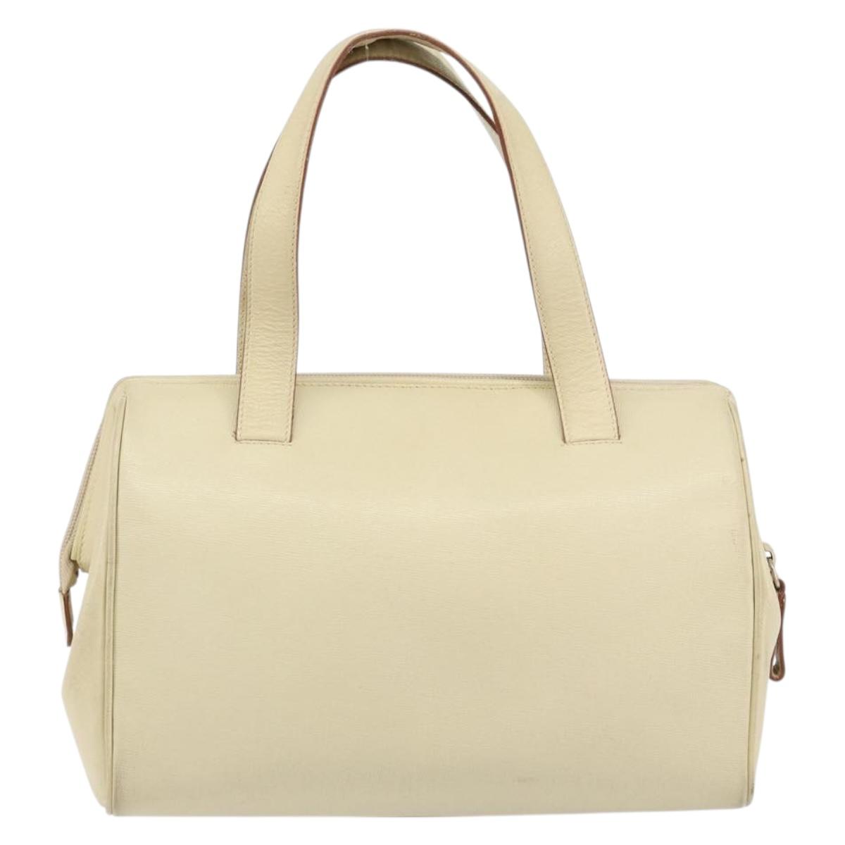 PRADA Hand Bag Leather Beige Auth BA8175