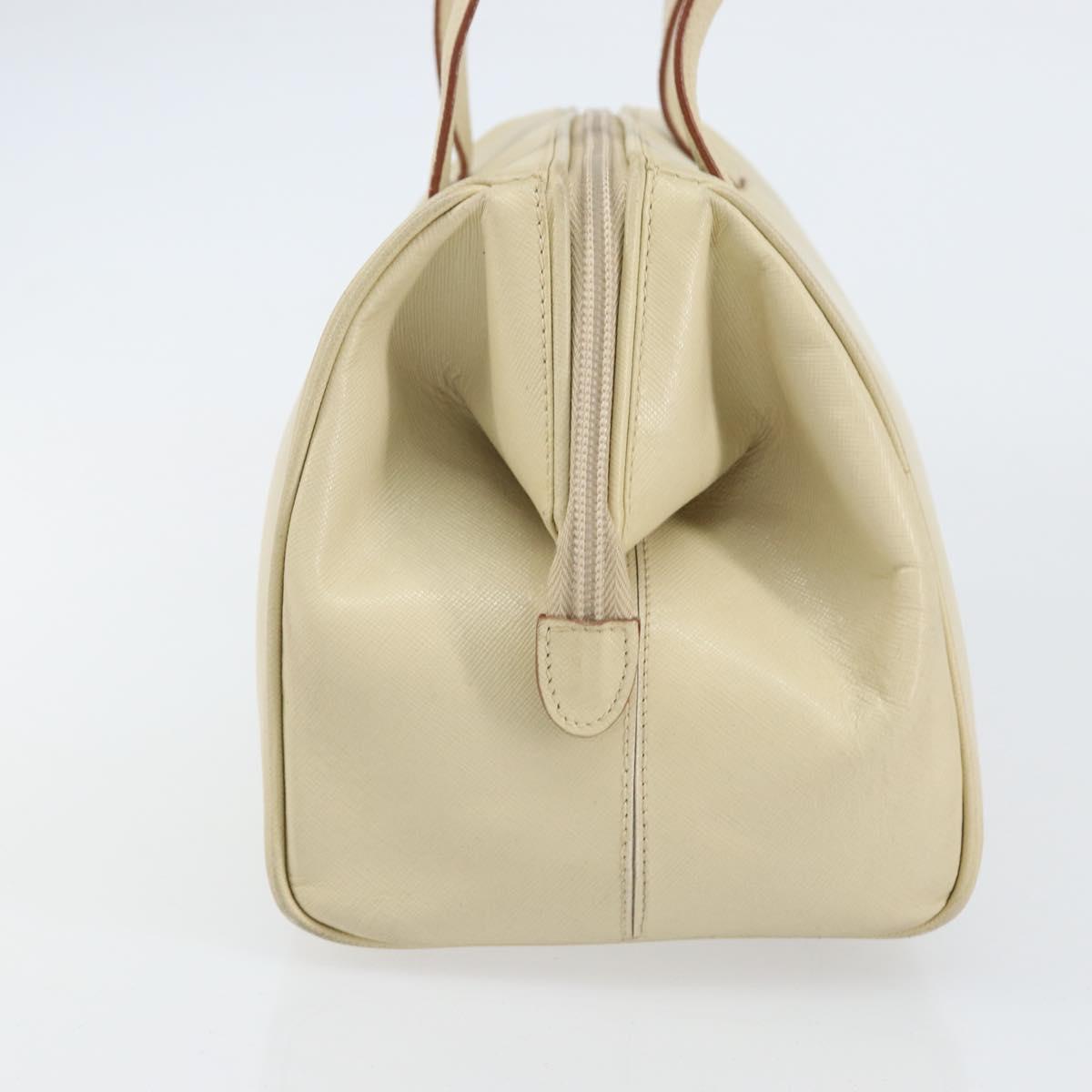 PRADA Hand Bag Leather Beige Auth BA8175