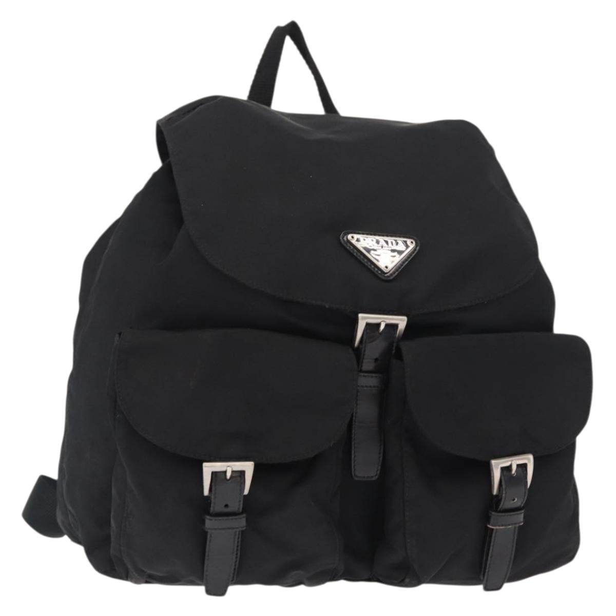 PRADA Backpack Nylon Black Silver Auth BA8176