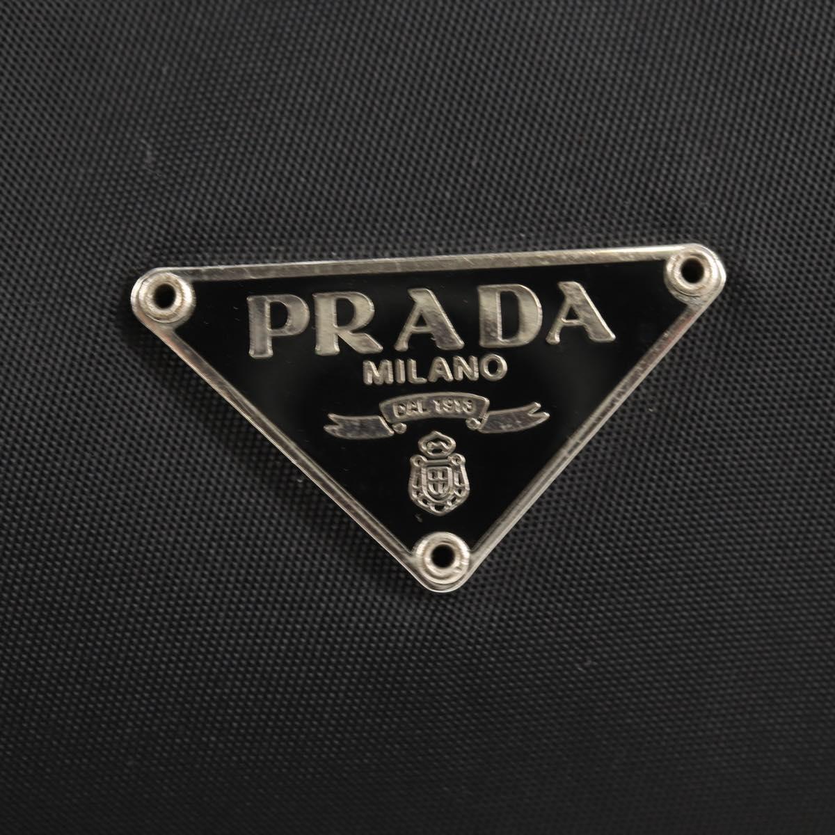 PRADA Hand Bag Nylon Black Silver Auth BA8177V