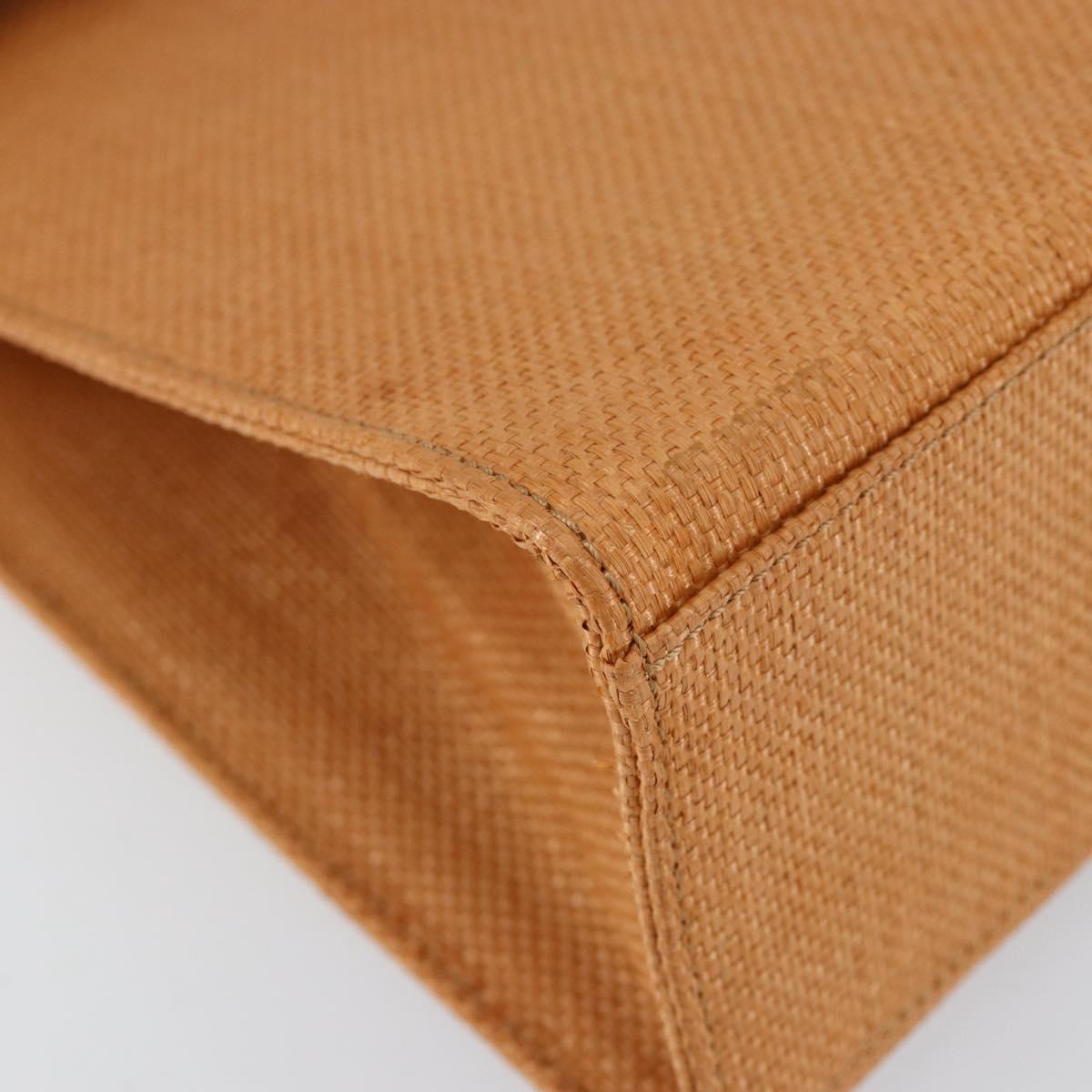 CELINE Hand Bag Raffia Brown Gold Auth BA8178