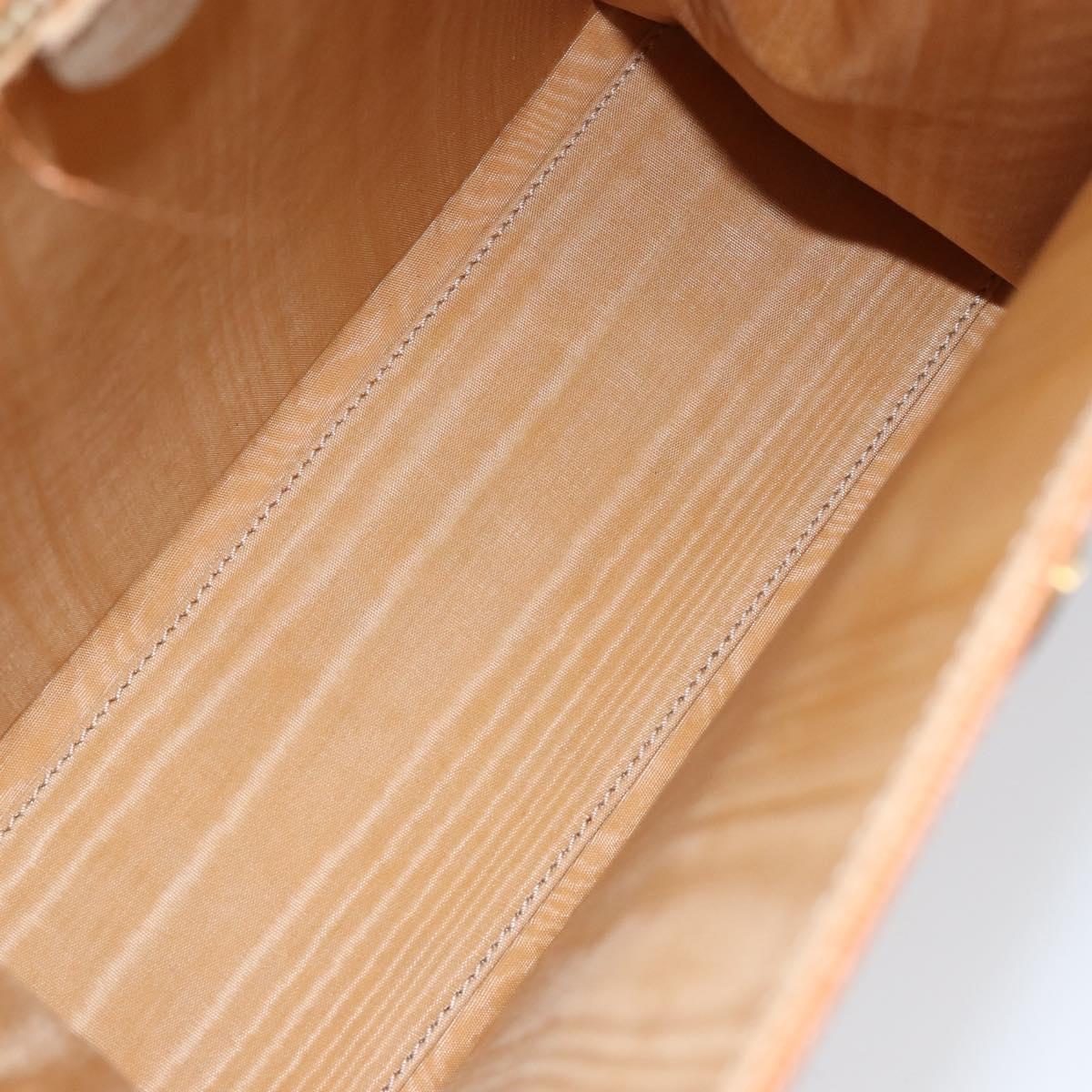 CELINE Hand Bag Raffia Brown Gold Auth BA8178