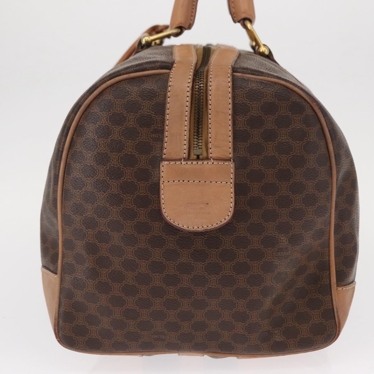 CELINE Macadam Canvas Boston Bag PVC Brown Gold Auth BA8179