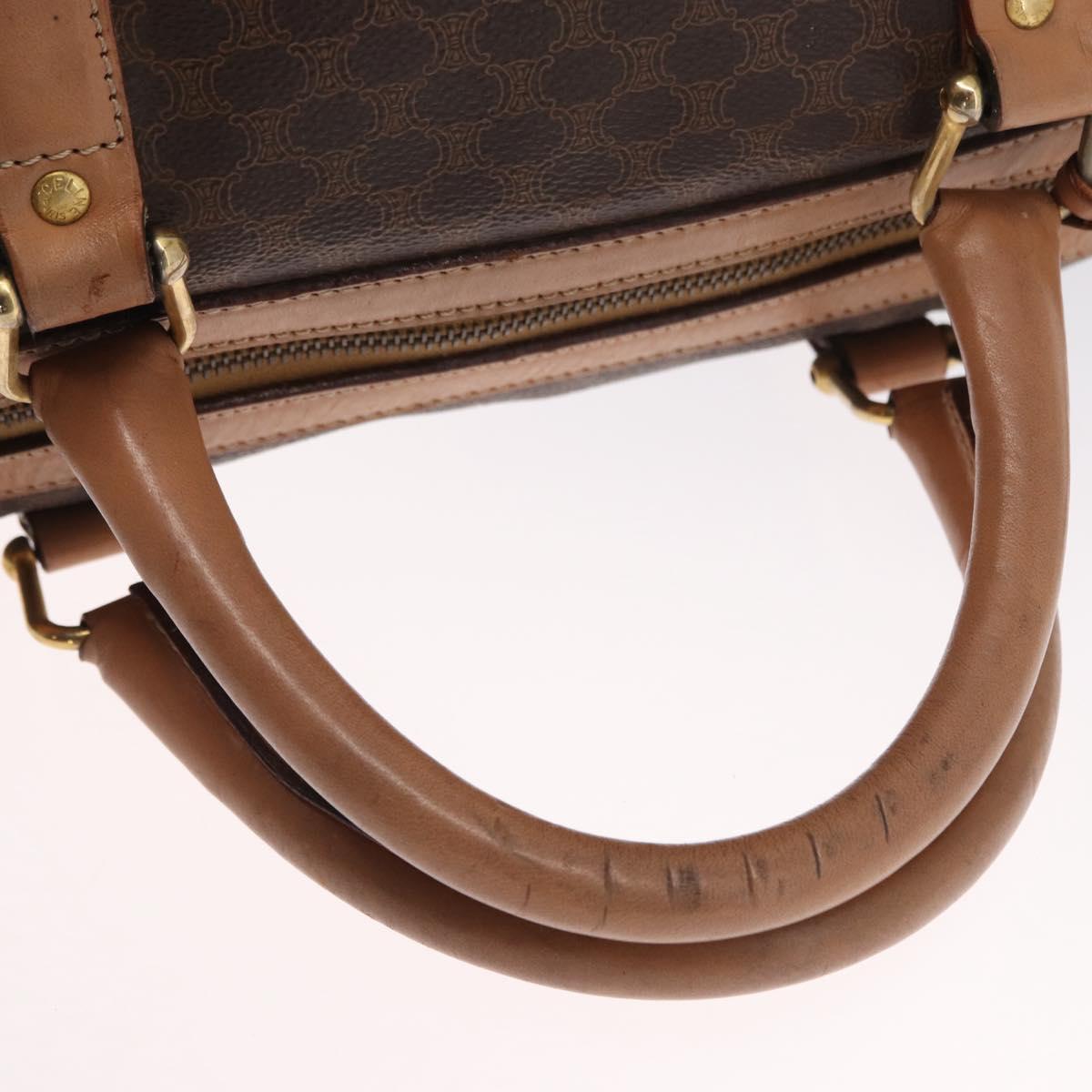 CELINE Macadam Canvas Boston Bag PVC Brown Gold Auth BA8179