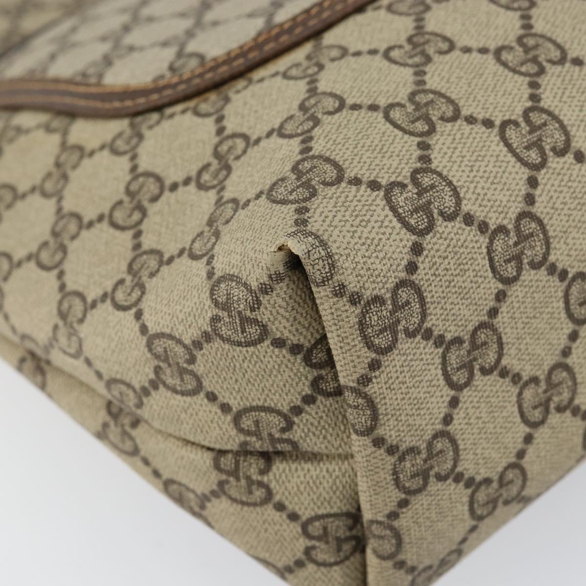 GUCCI GG Supreme Web Sherry Line Tote Bag PVC Beige Auth BA8180