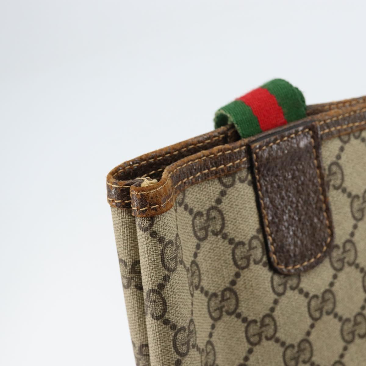 GUCCI GG Supreme Web Sherry Line Tote Bag PVC Beige Auth BA8180