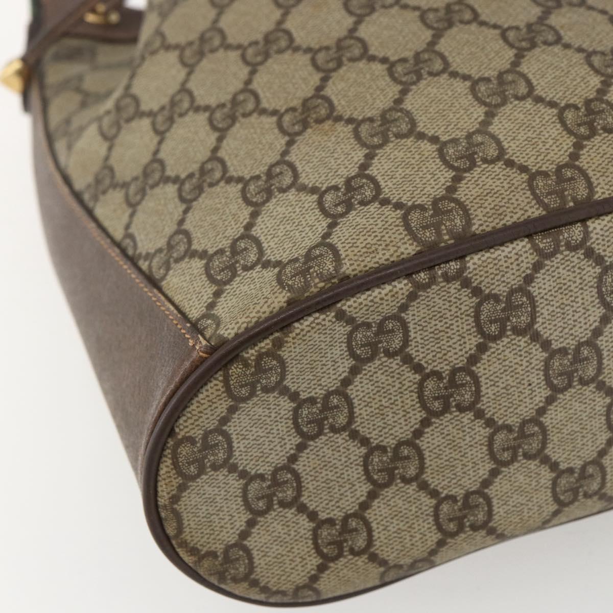 GUCCI GG Supreme Web Sherry Line Bag PVC Beige Gold 41 02 034 Auth BA8181