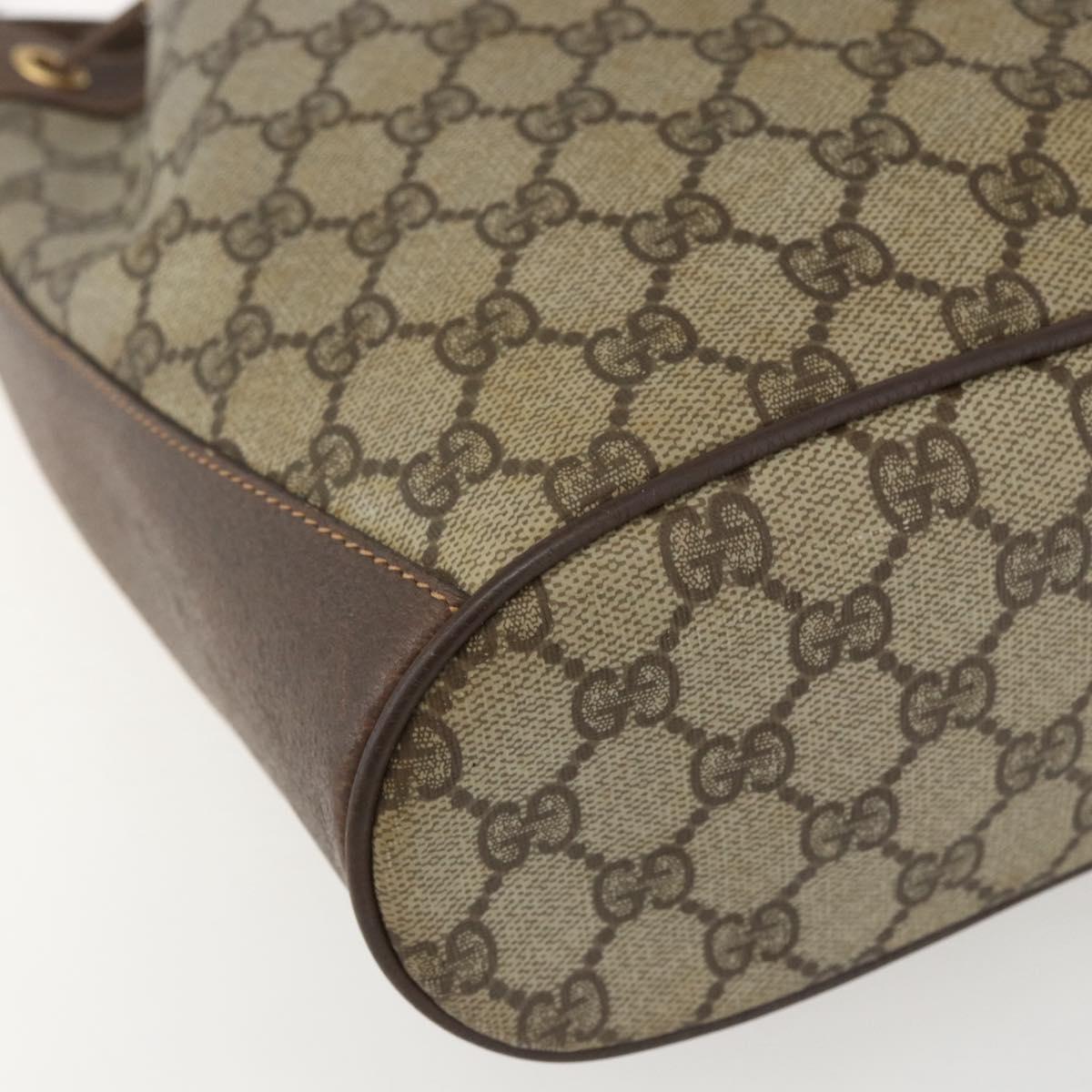 GUCCI GG Supreme Web Sherry Line Bag PVC Beige Gold 41 02 034 Auth BA8181