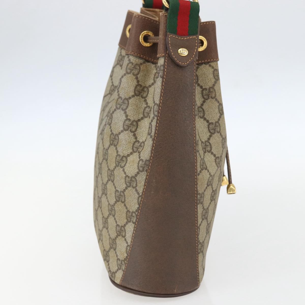 GUCCI GG Supreme Web Sherry Line Bag PVC Beige Gold 41 02 034 Auth BA8181