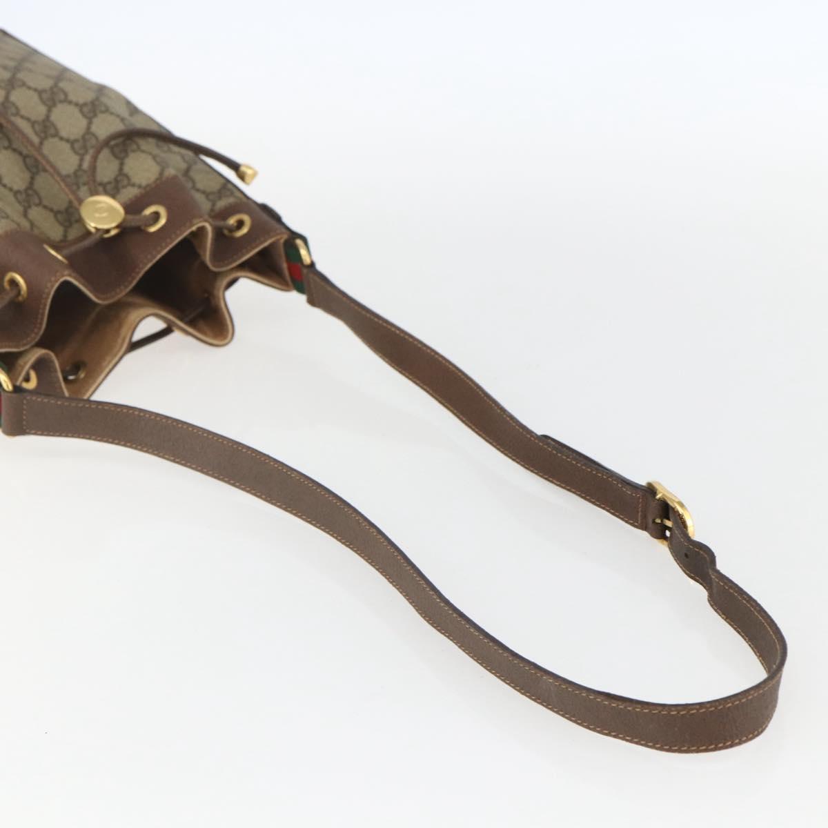 GUCCI GG Supreme Web Sherry Line Bag PVC Beige Gold 41 02 034 Auth BA8181