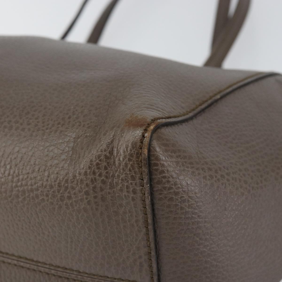 GUCCI Tote Bag Leather Gray Gold 354408 Auth BA8183