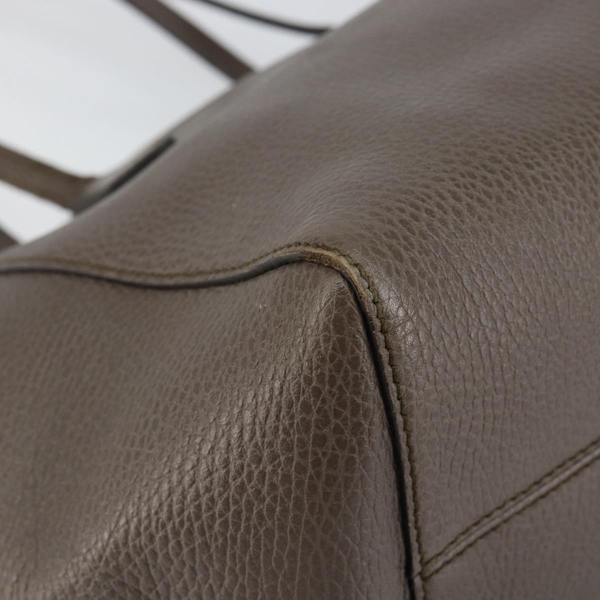 GUCCI Tote Bag Leather Gray Gold 354408 Auth BA8183