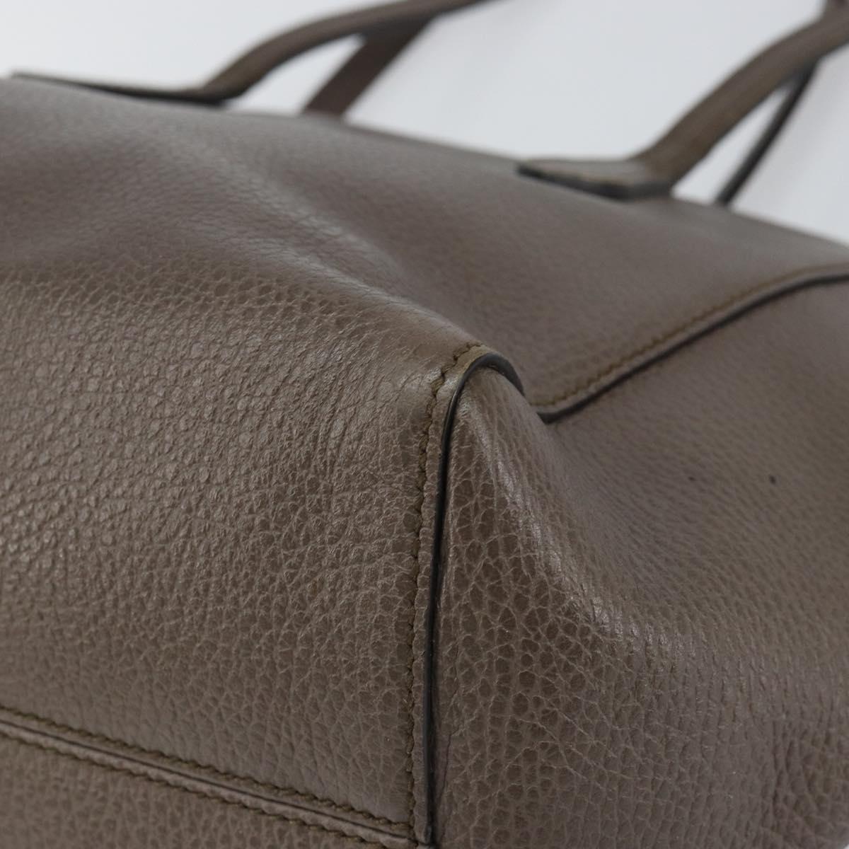 GUCCI Tote Bag Leather Gray Gold 354408 Auth BA8183