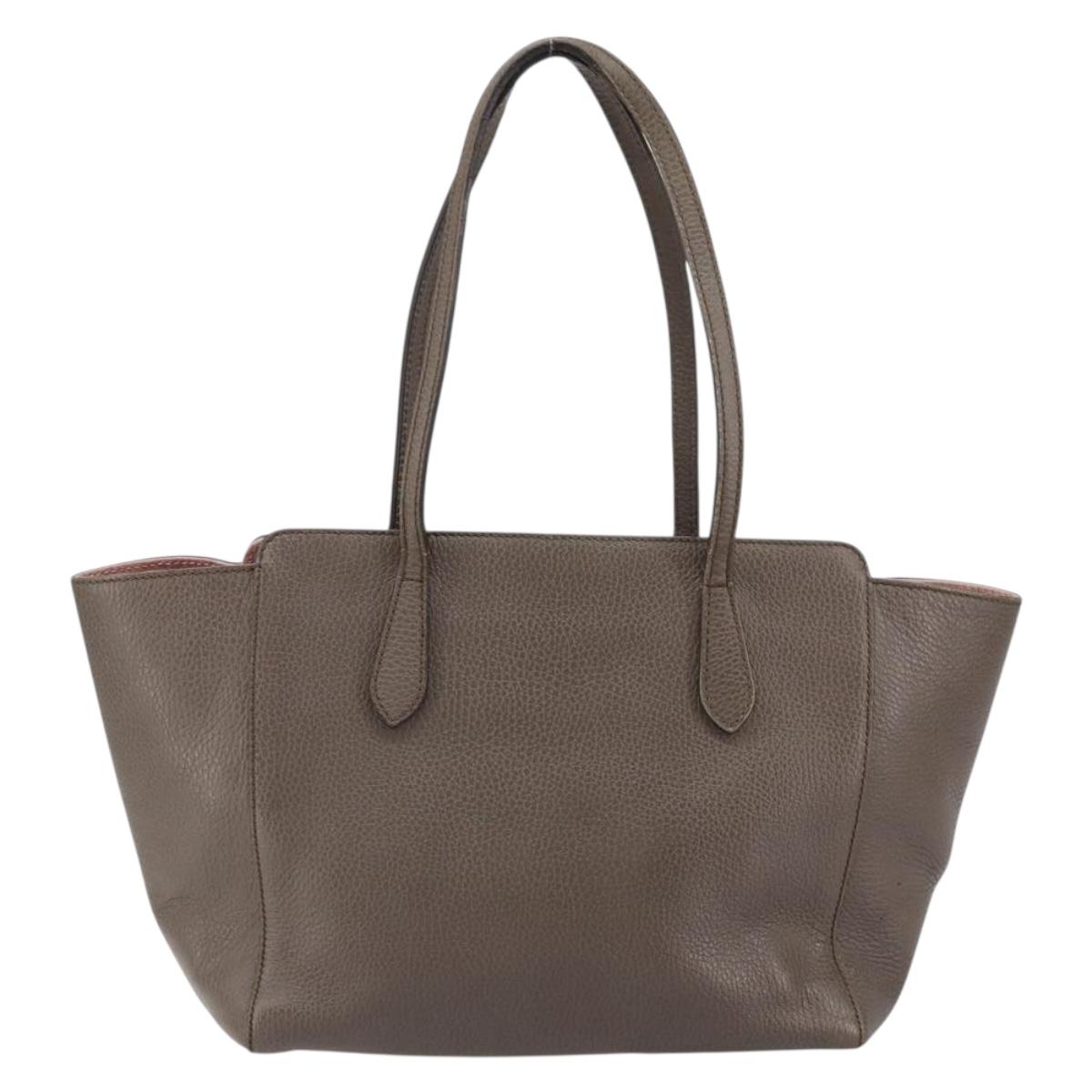 GUCCI Tote Bag Leather Gray Gold 354408 Auth BA8183