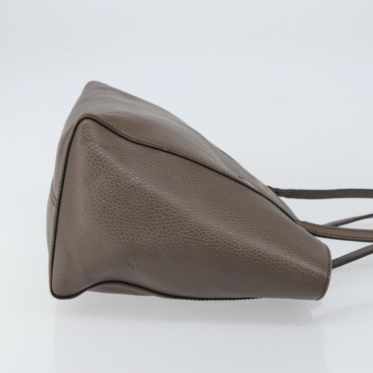 GUCCI Tote Bag Leather Gray Gold 354408 Auth BA8183