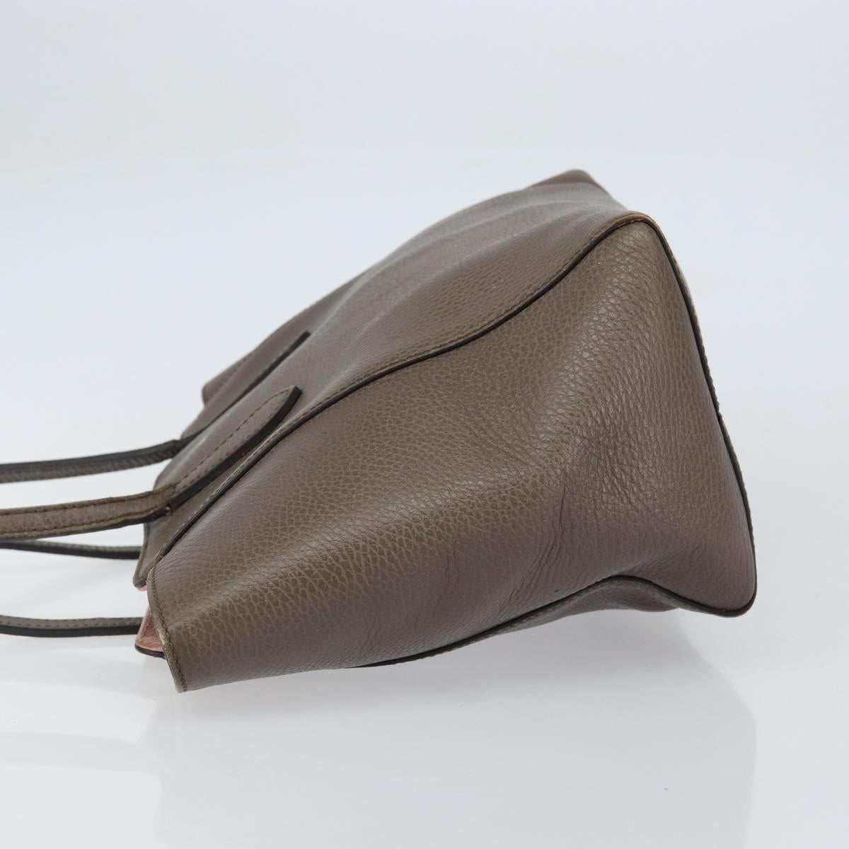 GUCCI Tote Bag Leather Gray Gold 354408 Auth BA8183