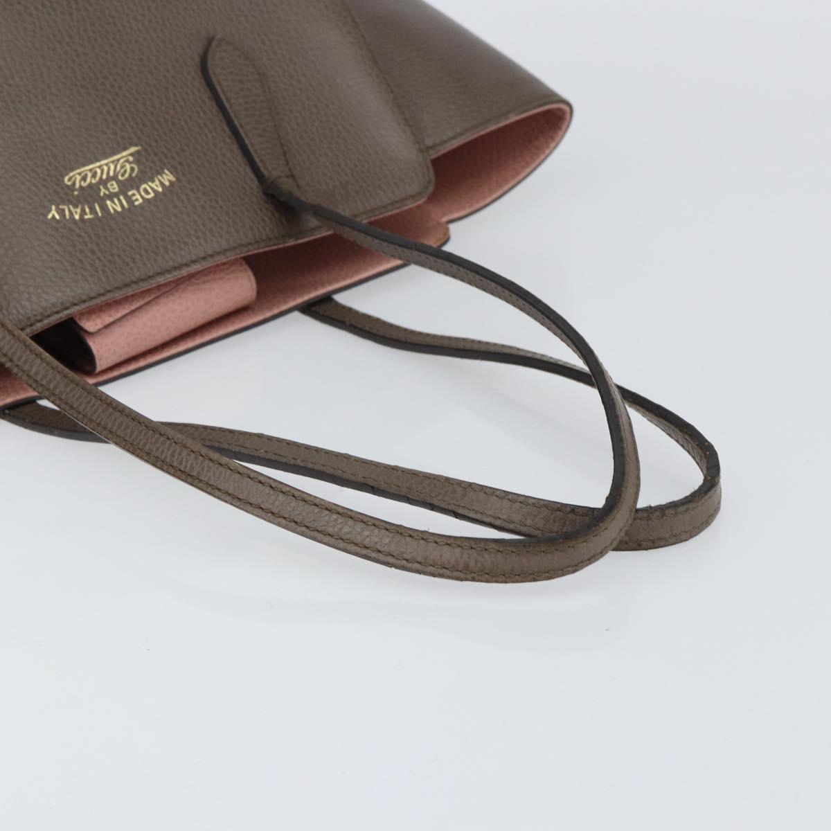 GUCCI Tote Bag Leather Gray Gold 354408 Auth BA8183