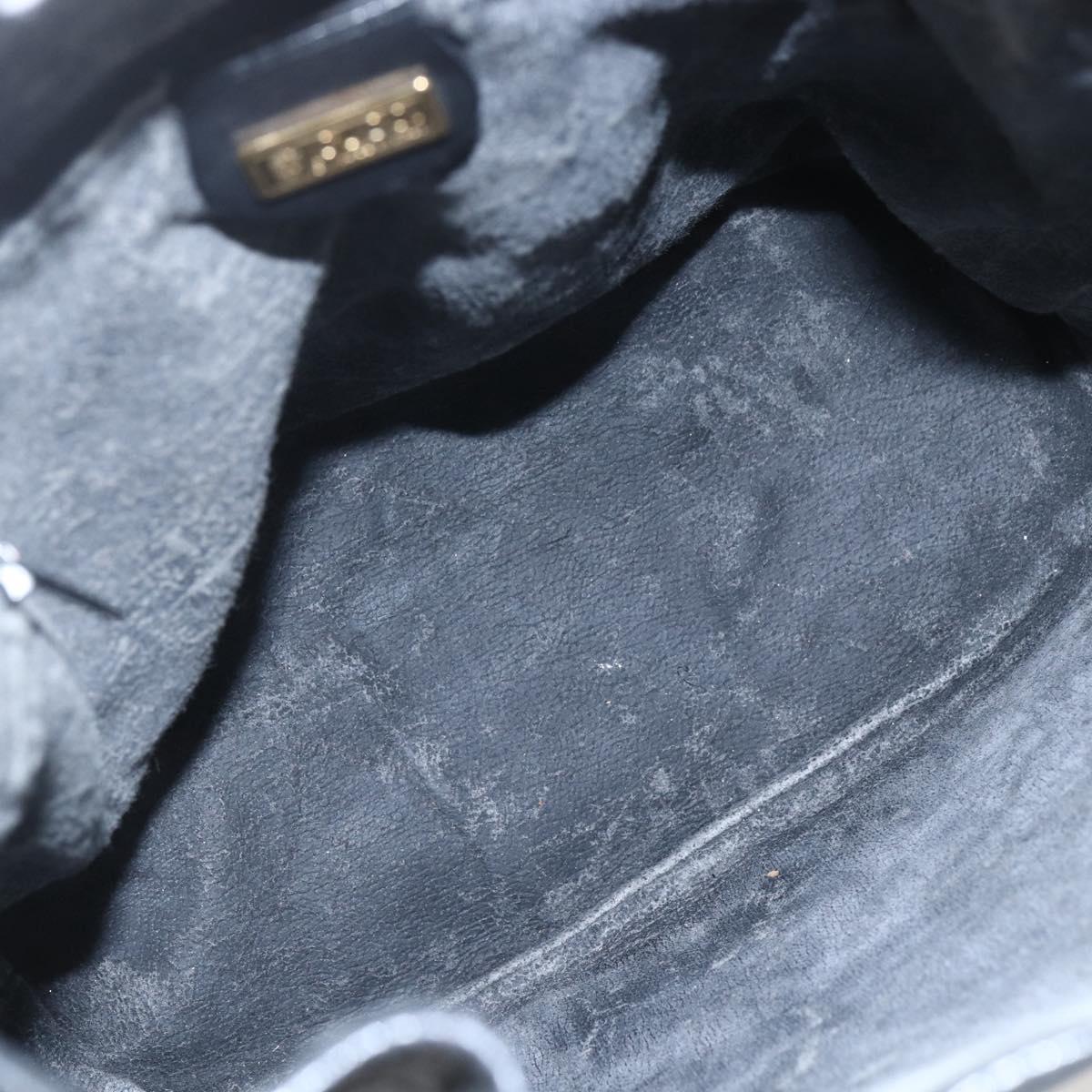 GUCCI Micro GG Supreme Bag PVC Leather Black Gold 001 164 0933 Auth BA8185