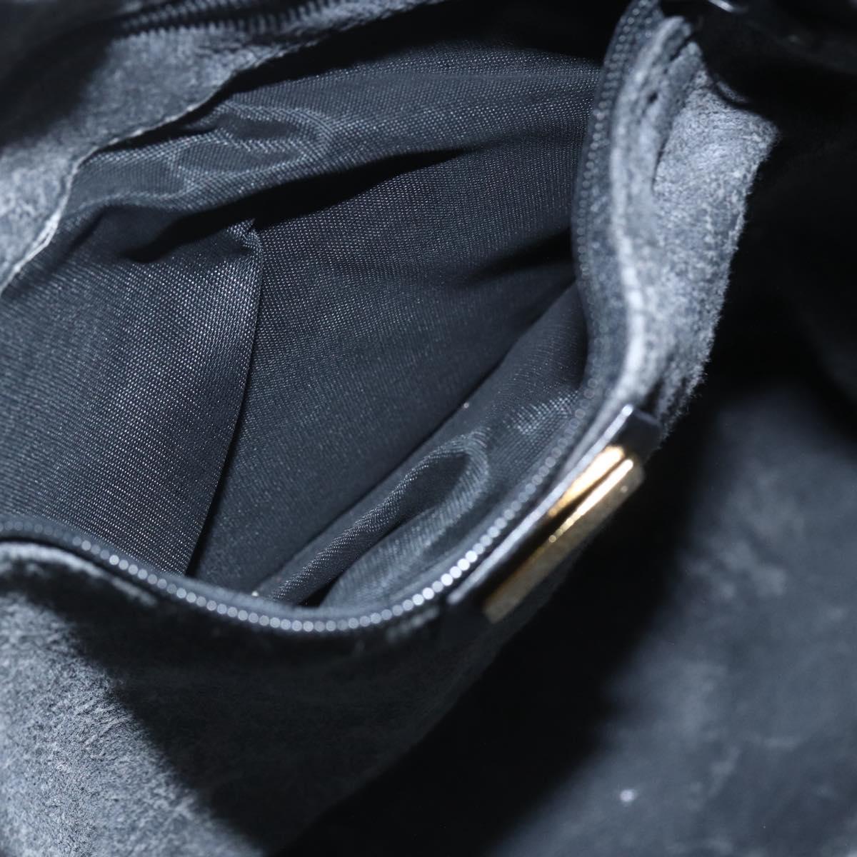 GUCCI Micro GG Supreme Bag PVC Leather Black Gold 001 164 0933 Auth BA8185